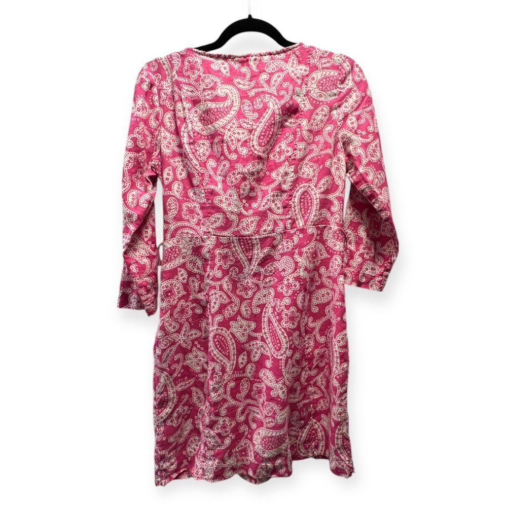 Boden Pink Paisley 100% Linen Shirt dress- Size 2P - Picture 3 of 8